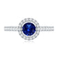 Certified 0.6 Carat Lab Grown Blue Sapphire Diamond Engagement Ring with Halo