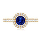 Certified 0.6 Carat Lab Grown Blue Sapphire Diamond Engagement Ring with Halo
