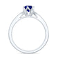 Certified Lab Created Blue Sapphire Minimal Engagement Ring with Diamond Side Stones