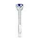 Certified Lab Created Blue Sapphire Minimal Engagement Ring with Diamond Side Stones