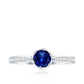 Certified Lab Created Blue Sapphire Minimal Engagement Ring with Diamond Side Stones