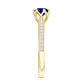 Certified Lab Created Blue Sapphire Minimal Engagement Ring with Diamond Side Stones