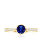 Certified Lab Created Blue Sapphire Minimal Engagement Ring with Diamond Side Stones
