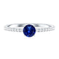 0.6 Carat Lab Created Blue Sapphire Promise Ring with Diamond Side Stones