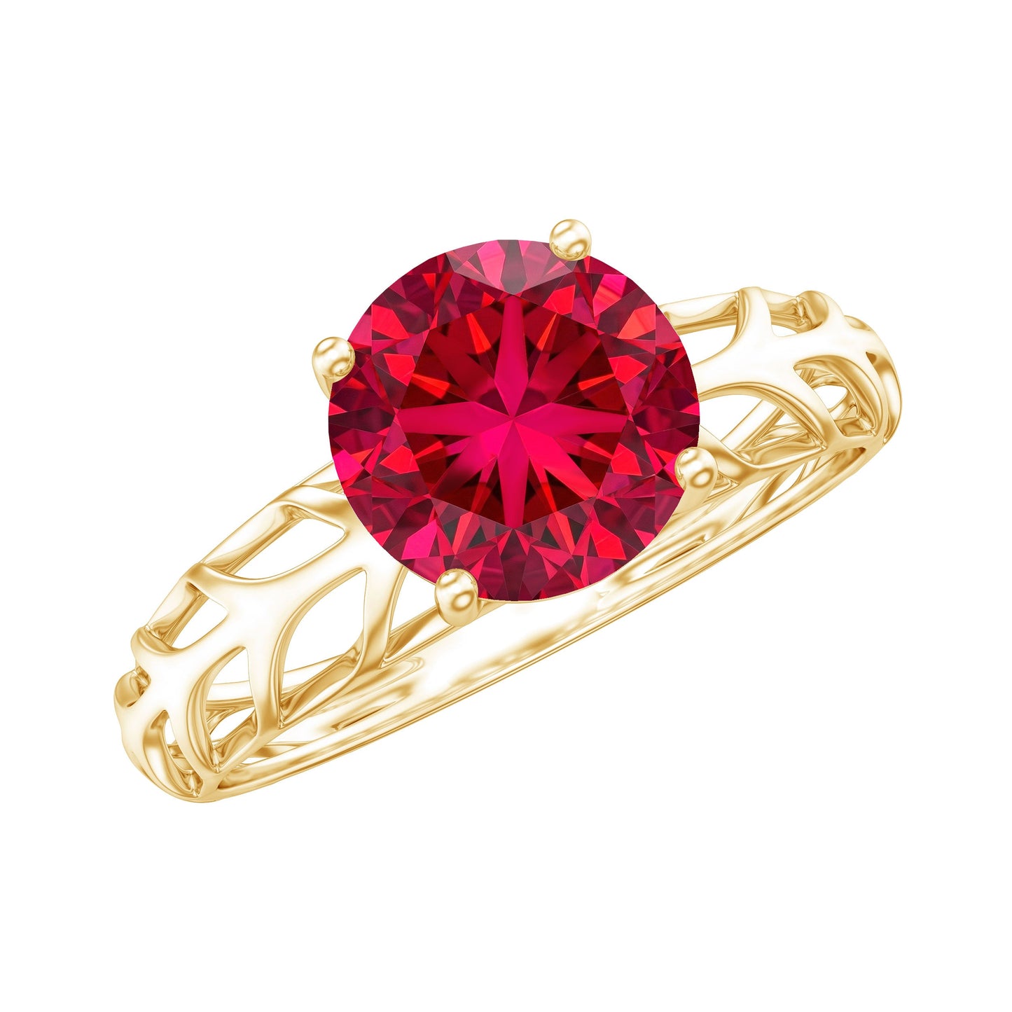 Anillo de compromiso solitario de rubí de 2,3 quilates creado en laboratorio con diseño de filigrana