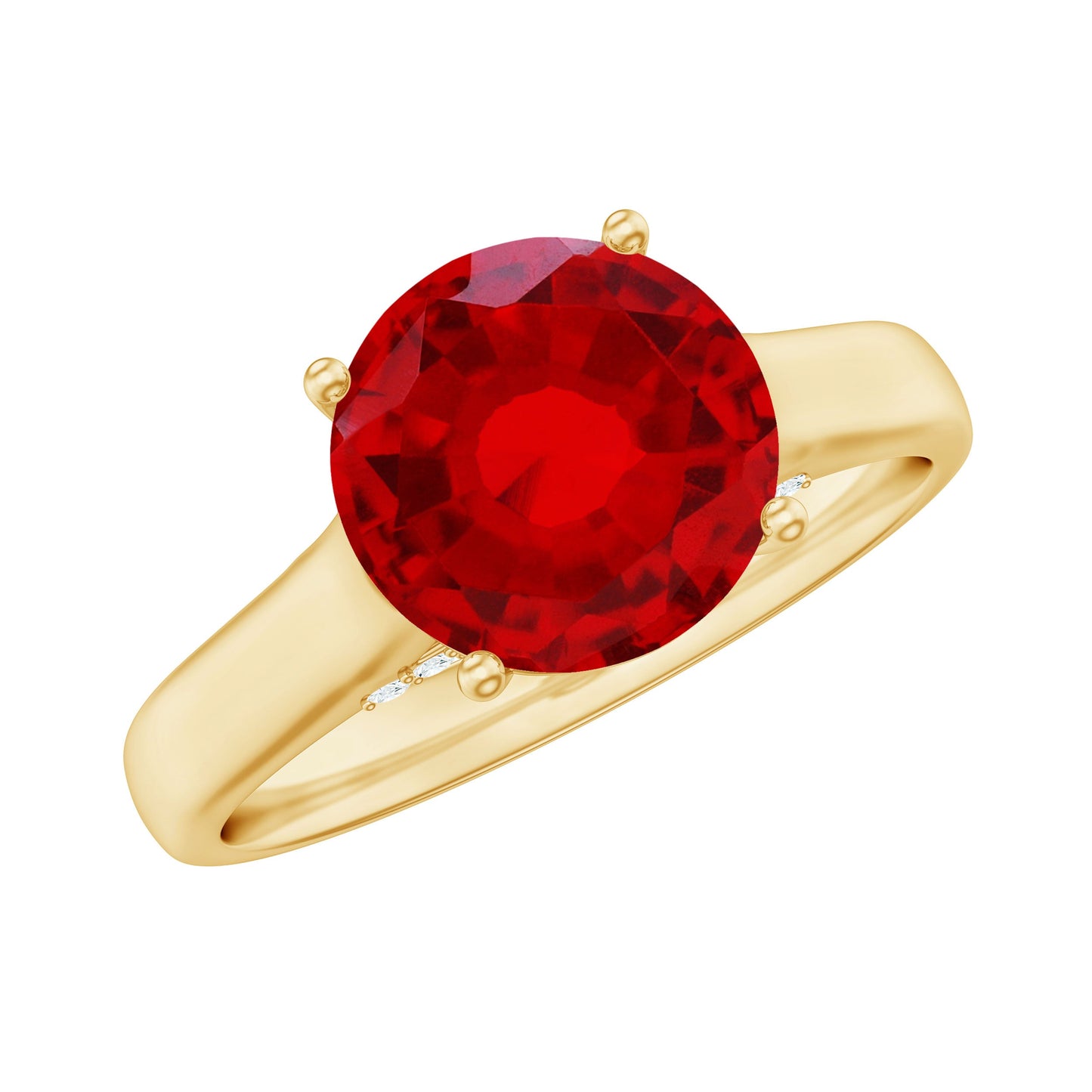 Anillo de compromiso solitario con rubí creado en laboratorio de 2,3 quilates con diamantes sorpresa