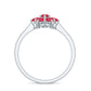 Certified Round Cut Lab Created Ruby Cluster Flower Ring