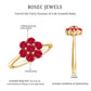 Certified Round Cut Lab Created Ruby Cluster Flower Ring