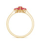 Certified Round Cut Lab Created Ruby Cluster Flower Ring