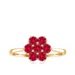 Certified Round Cut Lab Created Ruby Cluster Flower Ring