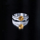 Anillo de compromiso de citrino real certificado con banda de boda de moissanita