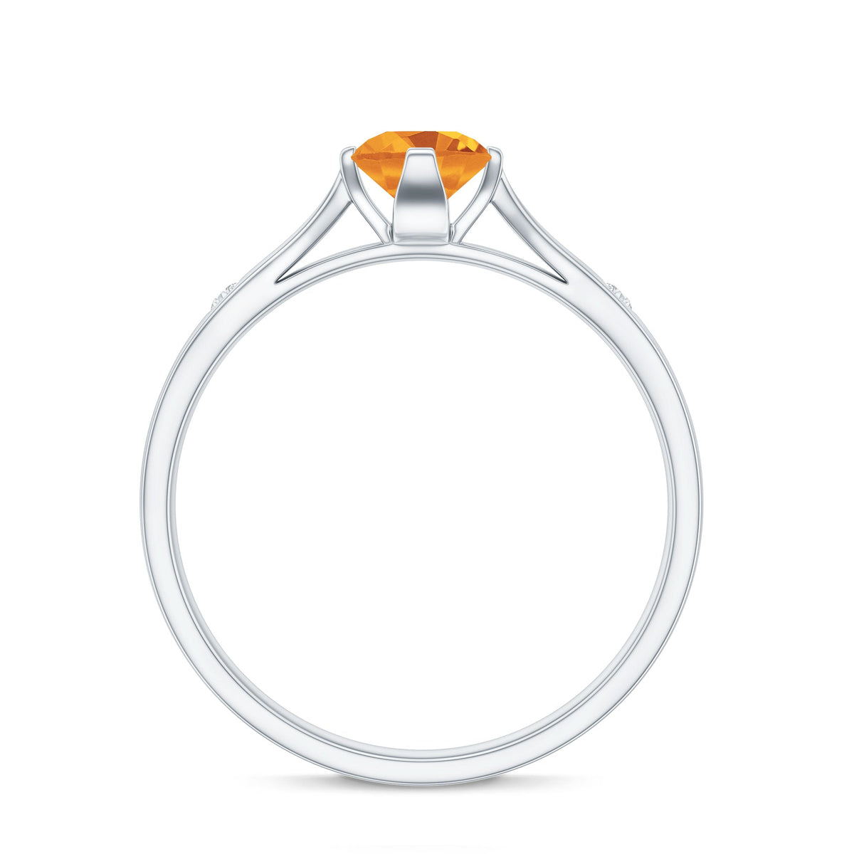 Certified Real Citrine Promise Ring with Diamond