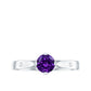 0.4 Carat Solitaire Round Shape Amethyst Ring with Diamond