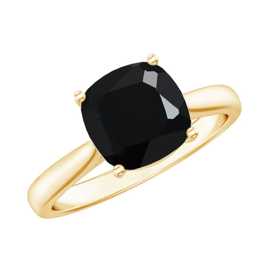 Anillo de compromiso solitario de espinela negra talla cojín de 2 quilates