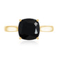 2 Carat Cushion Cut Black Spinel Solitaire Engagement Ring