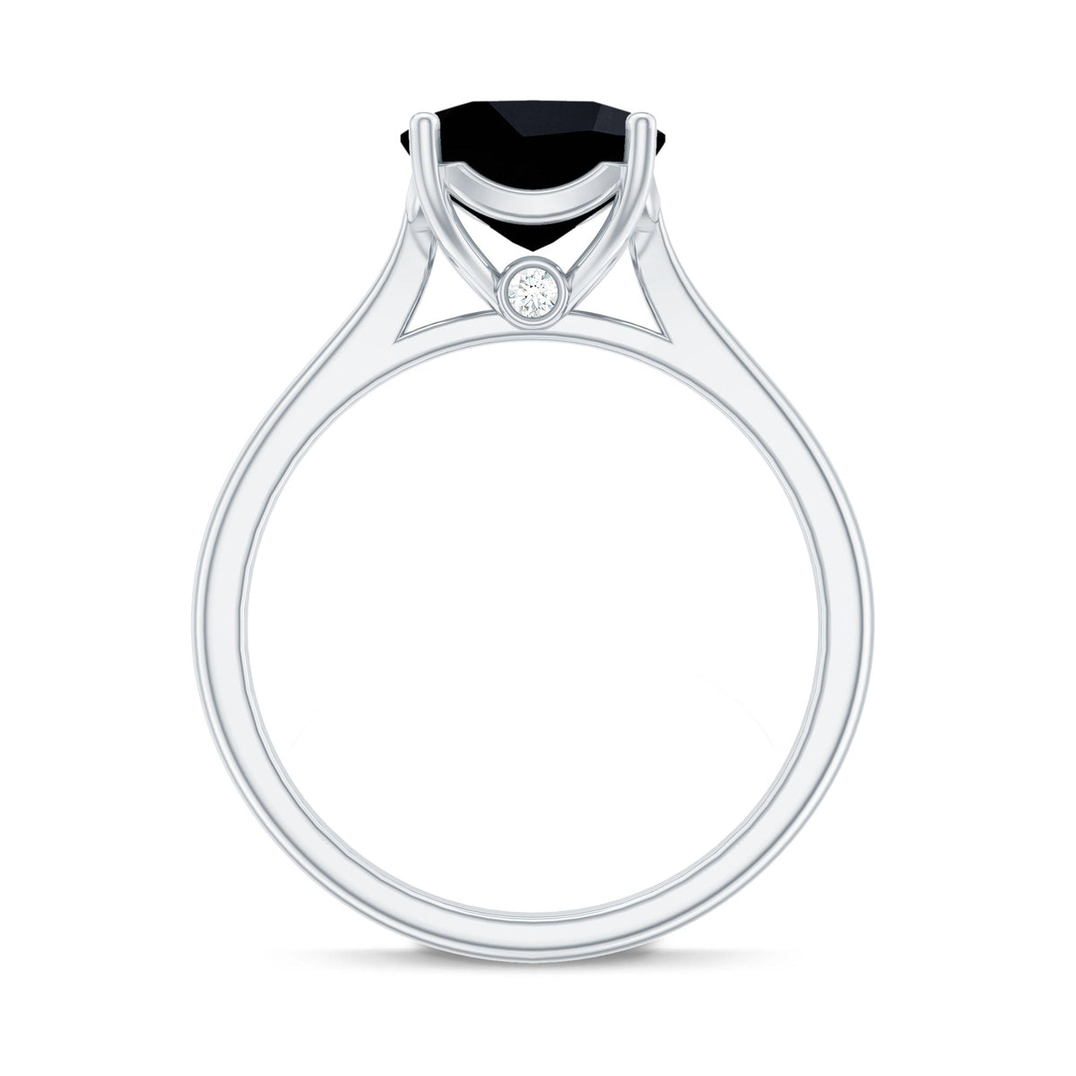 2 Carat Cushion Cut Black Onyx Solitaire Engagement Ring
