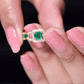 Anillo de compromiso de esmeralda y diamante de estilo vintage para mujer