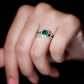 Anillo de compromiso de esmeralda y diamante de estilo vintage para mujer