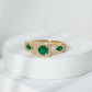 Anillo de compromiso de esmeralda y diamante de estilo vintage para mujer