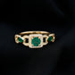 Anillo de compromiso de esmeralda y diamante de estilo vintage para mujer