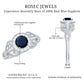 Vintage Looking Blue Sapphire with Diamond Halo Engagement Ring