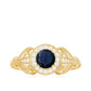 Vintage Looking Blue Sapphire with Diamond Halo Engagement Ring