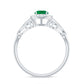 AAA Quality Emerald and Diamond Vintage Inspired Engagement Ring