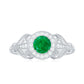 AAA Quality Emerald and Diamond Vintage Inspired Engagement Ring