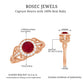 Anillo de compromiso retro de rubí natural de 0,6 quilates con halo de diamantes