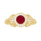 Anillo de compromiso retro de rubí natural de 0,6 quilates con halo de diamantes