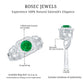 Vintage Looking Emerald Engagement Ring with Diamond Halo