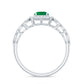Vintage Looking Emerald Engagement Ring with Diamond Halo
