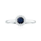 Dainty Blue Sapphire and Diamond Floating Halo Ring