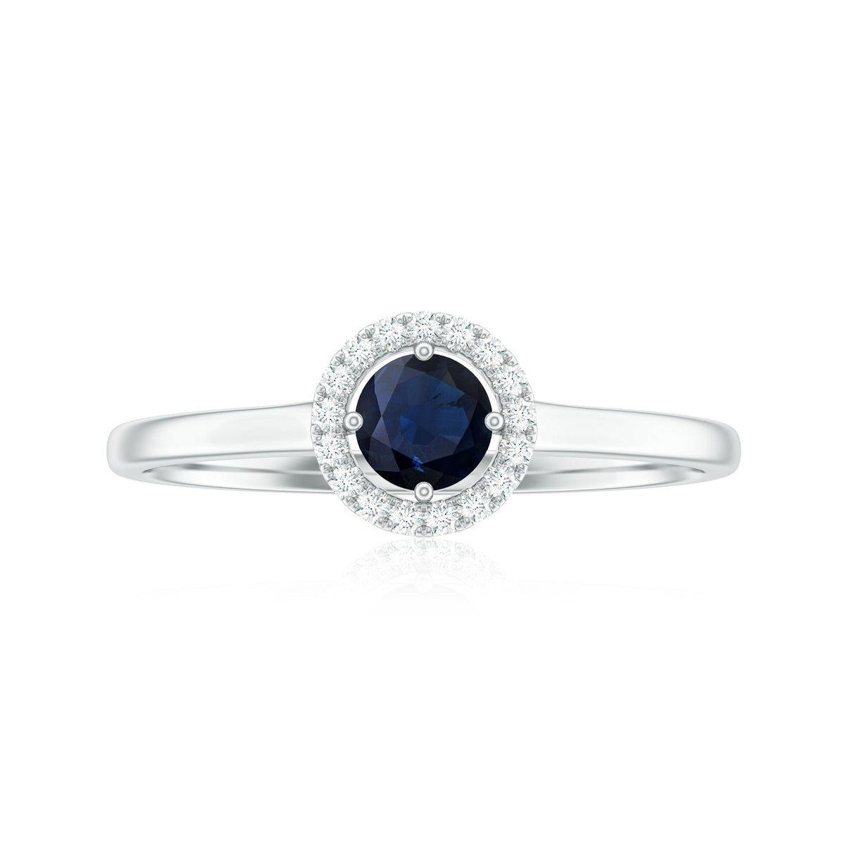 Dainty Blue Sapphire and Diamond Floating Halo Ring