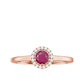 Genuine Ruby Promise Ring with Diamond Halo