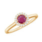 Genuine Ruby Promise Ring with Diamond Halo