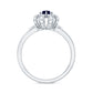 Real Blue Sapphire Flower Engagement Ring with Diamond
