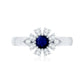 Real Blue Sapphire Flower Engagement Ring with Diamond