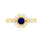 Real Blue Sapphire Flower Engagement Ring with Diamond