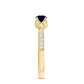 Vintage Inspired Blue Sapphire and Diamond Engagement Ring with Milgrain Details