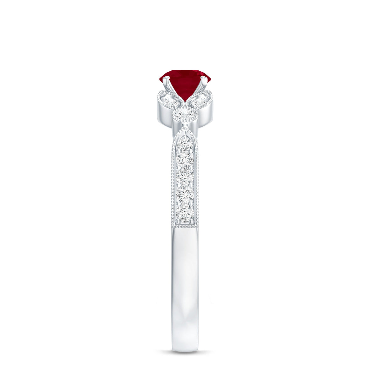 Anillo de compromiso de oro con rubí y diamante de 0,6 quilates para mujer, estilo vintage