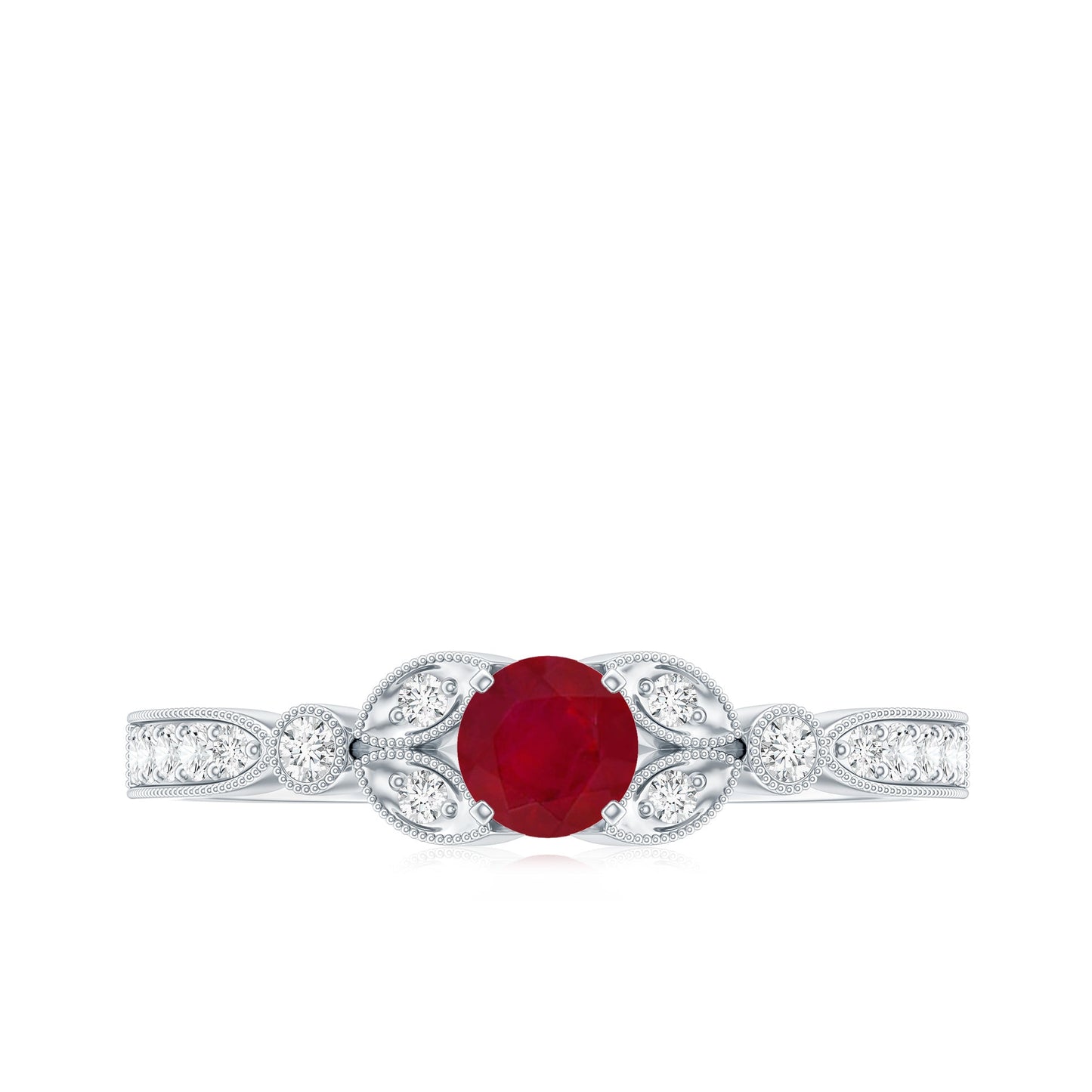 Anillo de compromiso de oro con rubí y diamante de 0,6 quilates para mujer, estilo vintage