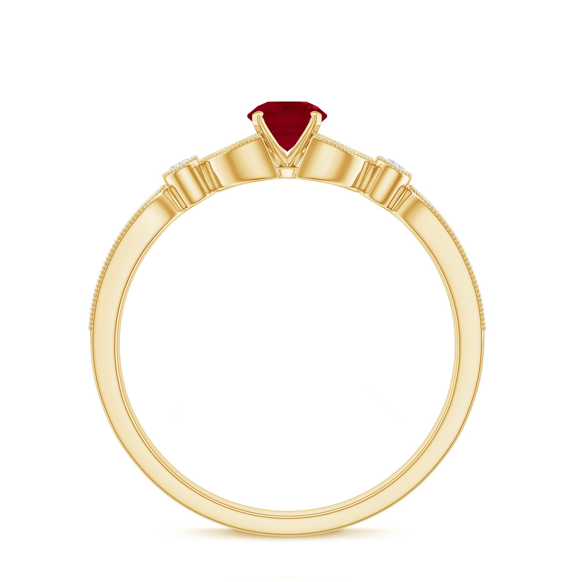 Anillo de compromiso de oro con rubí y diamante de 0,6 quilates para mujer, estilo vintage