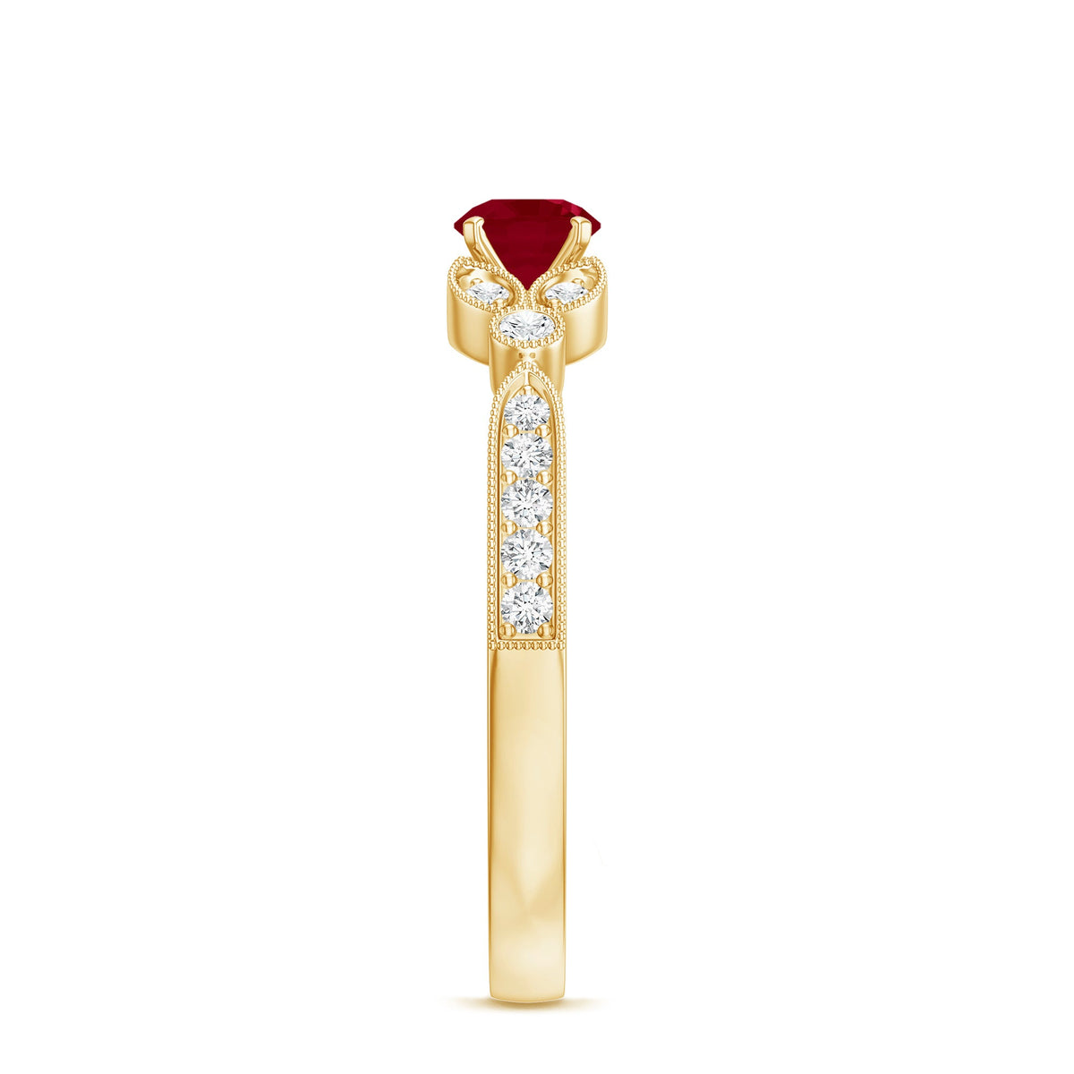 Anillo de compromiso de oro con rubí y diamante de 0,6 quilates para mujer, estilo vintage