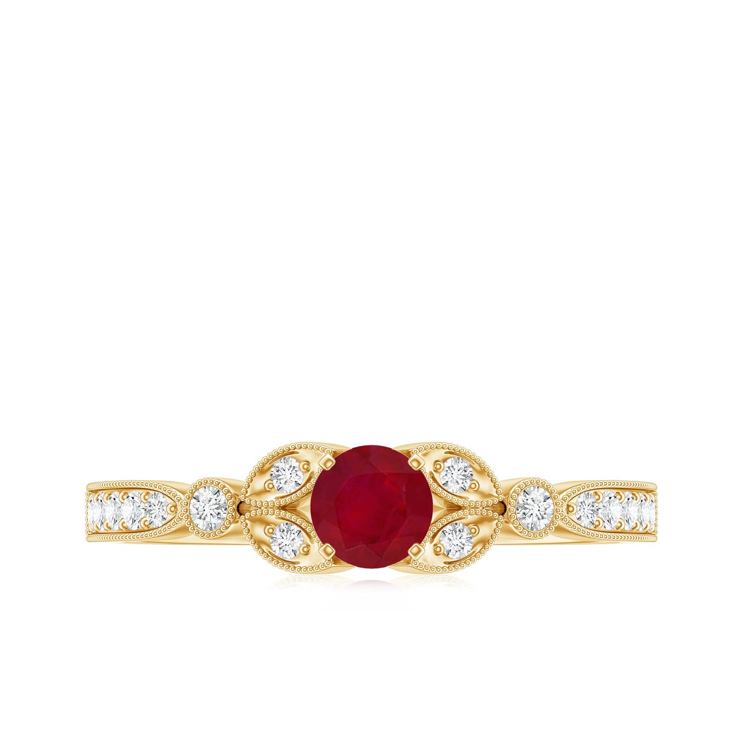 Anillo de compromiso de oro con rubí y diamante de 0,6 quilates para mujer, estilo vintage
