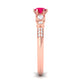 Genuine Ruby Vintage Inspired Engagement Ring with Diamond