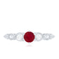 Genuine Ruby Vintage Inspired Engagement Ring with Diamond