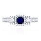 Vintage Inspired Blue Sapphire 3 Stone Engagement Ring with Diamond