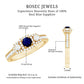 Vintage Inspired Blue Sapphire 3 Stone Engagement Ring with Diamond