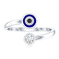Bezel Set Moissanite and Enameled Evil Eye Ring